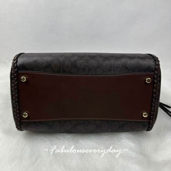 Coach Rowan Large Satchel Bag In Signature With Fringe Walnut/Maple CCE36 NWT - Picture 8 of 10